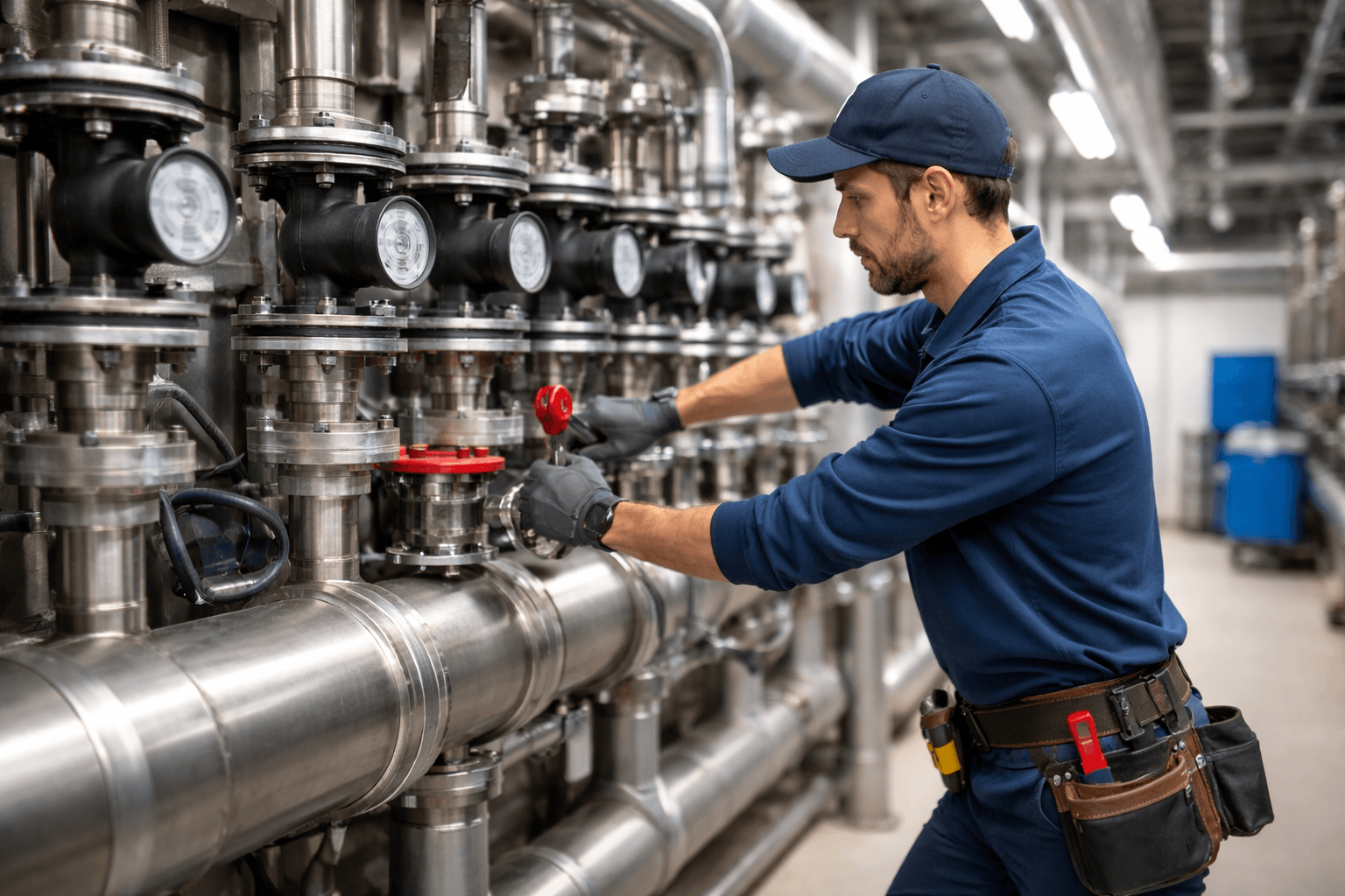 Commercial plumbing installation in a large facility